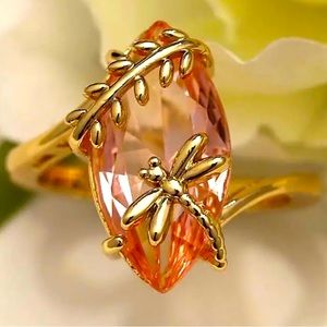 Simulated Kunzite dragonfly ring, sizes 7 and 8